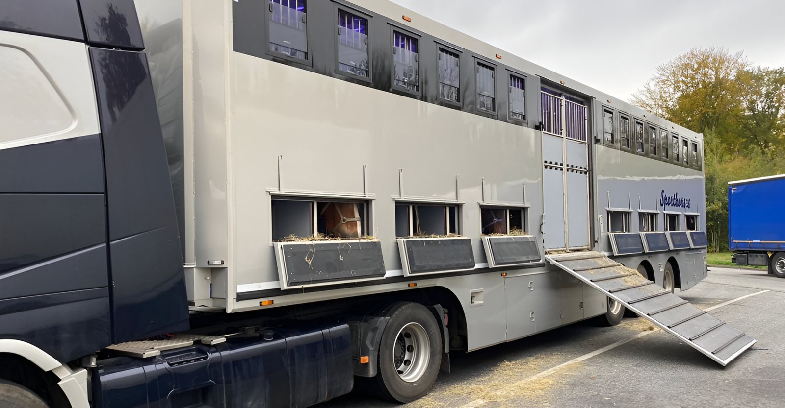 Le transporteur dans la cour